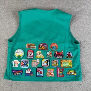 Girl Scouts Vest Girls OS Green Junior Uniform Open Woven Badge Patches